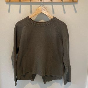 Madewell | women’s olive green crewneck sweater with criss cross back | size m